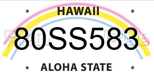 80SS583 Hawaii License Plate