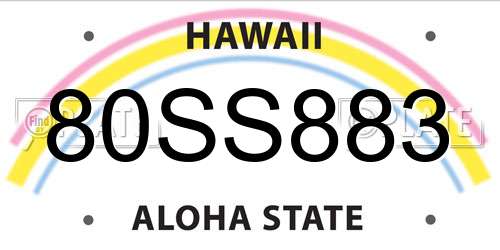 80SS883 Hawaii License Plate