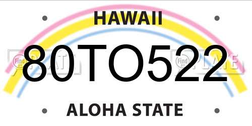 80TO522 Hawaii License Plate