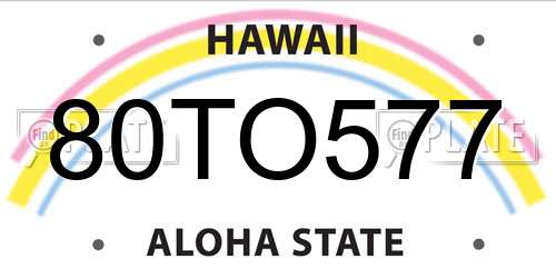 80TO577 Hawaii License Plate
