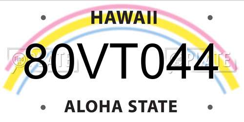 80VT044 Hawaii License Plate