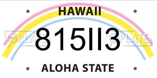 815II3 Hawaii License Plate