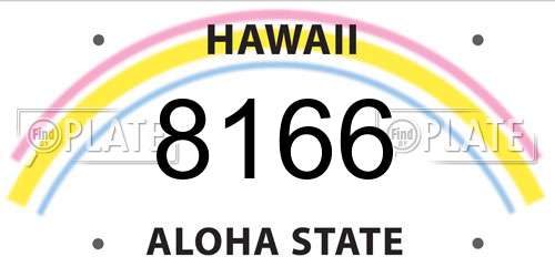8166 Hawaii License Plate