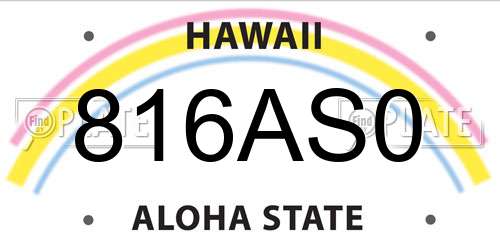 816AS0 Hawaii License Plate