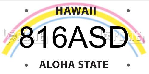 816ASD Hawaii License Plate