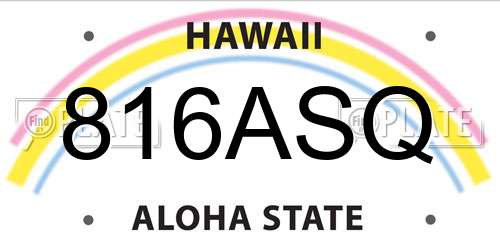 816ASQ Hawaii License Plate