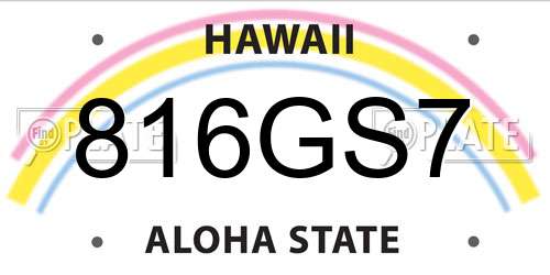 816GS7 Hawaii License Plate