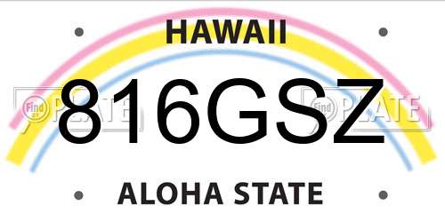 816GSZ Hawaii License Plate