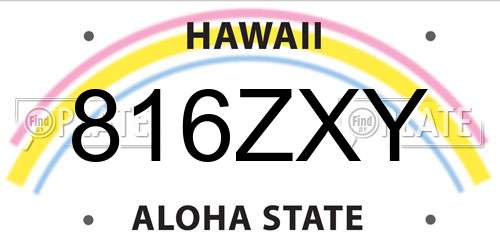 816ZXY Hawaii License Plate