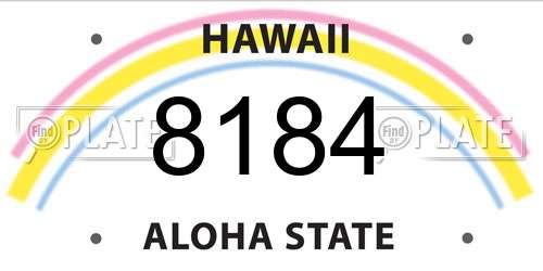 8184 Hawaii License Plate