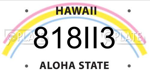 818II3 Hawaii License Plate