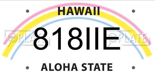 818IIE Hawaii License Plate