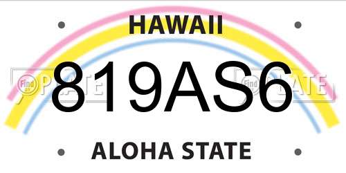 819AS6 Hawaii License Plate