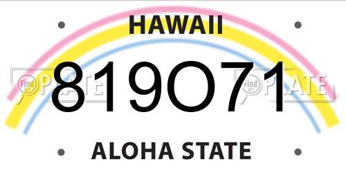 819O71 Hawaii License Plate