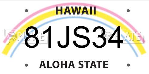 81JS34 Hawaii License Plate