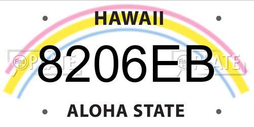 8206EB Hawaii License Plate