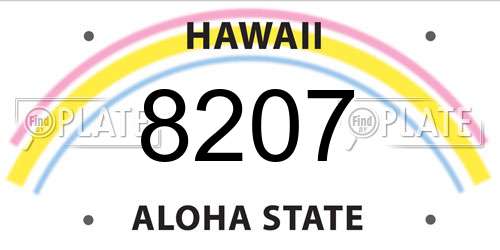8207 Hawaii License Plate