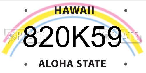 820K59 Hawaii License Plate