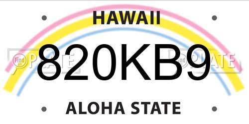 820KB9 Hawaii License Plate