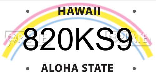 820KS9 Hawaii License Plate