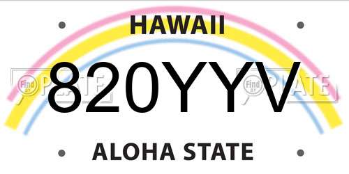 820YYV Hawaii License Plate