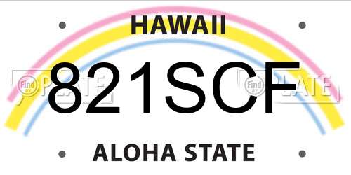 821SCF Hawaii License Plate