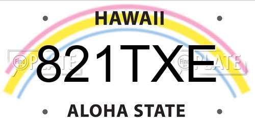 821TXE Hawaii License Plate