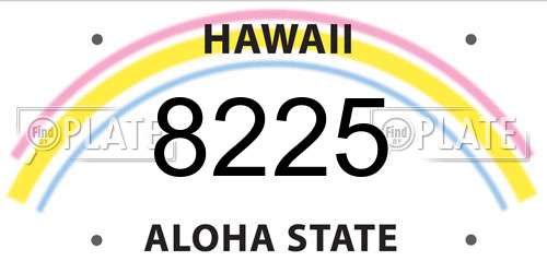 8225 Hawaii License Plate