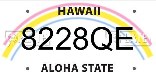 8228QE Hawaii License Plate