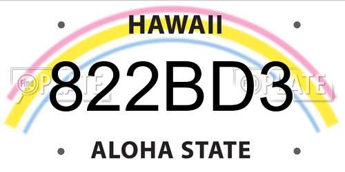 822BD3 Hawaii License Plate