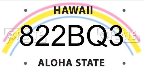822BQ3 Hawaii License Plate