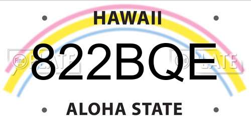 822BQE Hawaii License Plate
