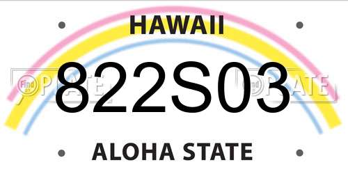822S03 Hawaii License Plate