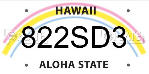 822SD3 Hawaii License Plate