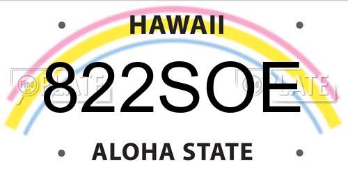 822SOE Hawaii License Plate