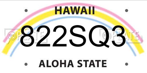 822SQ3 Hawaii License Plate