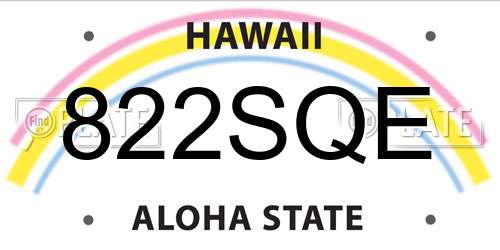 822SQE Hawaii License Plate