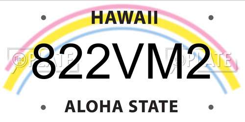 822VM2 Hawaii License Plate