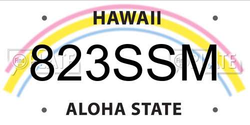 823SSM Hawaii License Plate