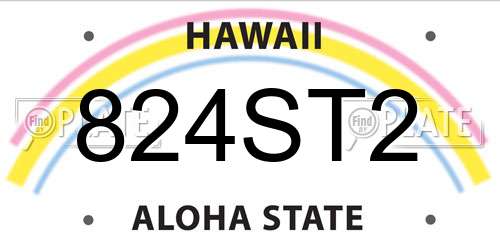 824ST2 Hawaii License Plate