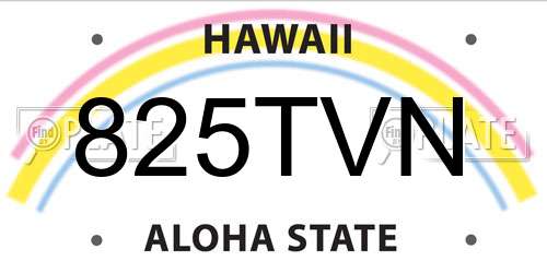 825TVN Hawaii License Plate