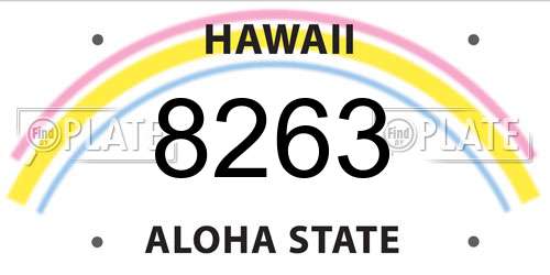 8263 Hawaii License Plate
