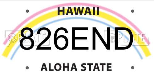 826END Hawaii License Plate