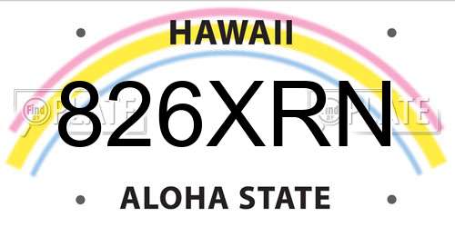 826XRN Hawaii License Plate