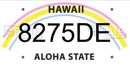 8275DE Hawaii License Plate