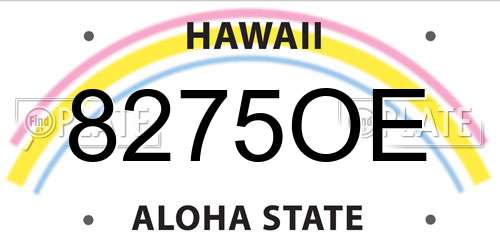8275OE Hawaii License Plate