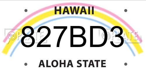 827BD3 Hawaii License Plate
