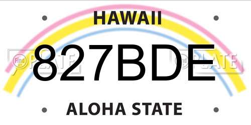 827BDE Hawaii License Plate