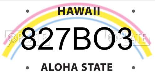 827BO3 Hawaii License Plate