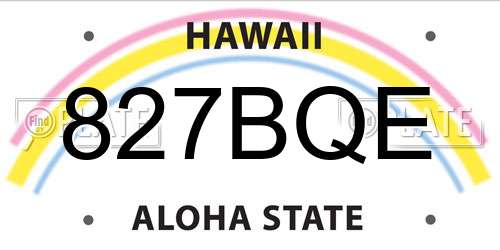 827BQE Hawaii License Plate